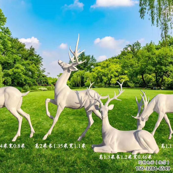 臨夏梅花鹿雕塑定價，景觀概念，玻璃鋼梅花鹿雕塑預定