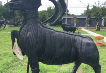 灣里輪胎山羊雕塑供應，公園雕塑，鑄銅輪胎羊雕塑供求