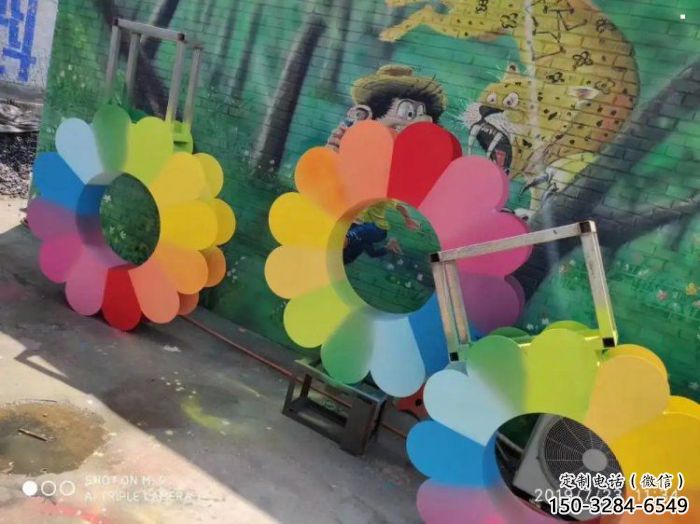 萬柏林金銀花雕塑廠家，景區雕塑，城市不銹鋼金銀花雕塑