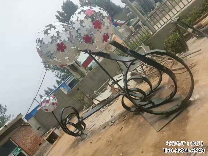 遂寧大型蒲公英坐凳雕塑，現(xiàn)代元素設(shè)計，不銹鋼坐凳雕塑
