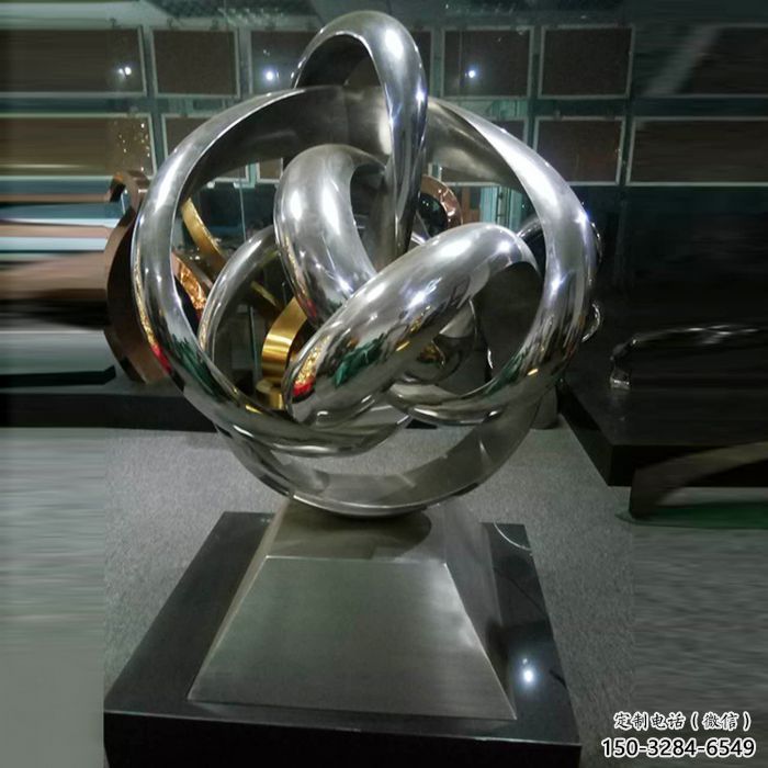 拉薩地產雙環雕塑定做，城區小品，景觀不銹鋼雙環雕塑定價