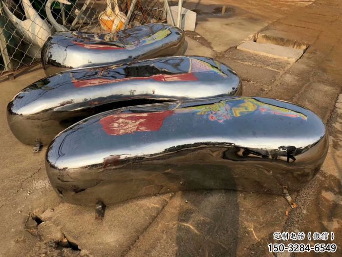 尼木坐凳雕塑，小區(qū)園林雕塑，不銹鋼鏡面效果