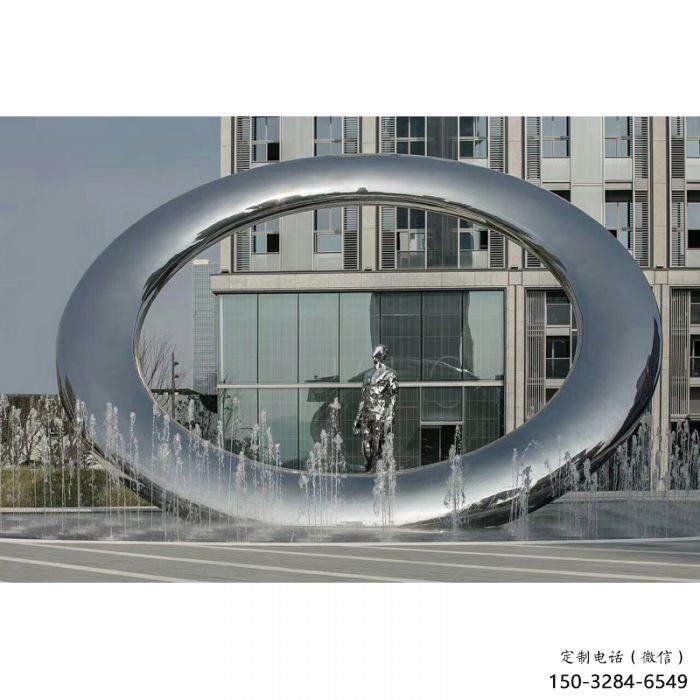 吐魯番小區圓環雕塑，水簾噴泉雕塑，水景藝術效果