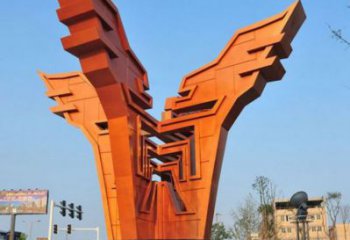 興慶城市精神堡壘雕塑，抽象建筑元素，廣場景觀雕塑小品