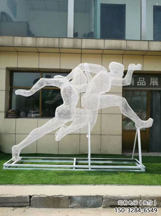 臺州鏤空跨欄雕塑制造商，透雕雕塑，鐵藝體育人物雕塑供給
