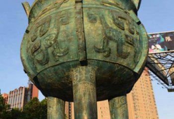 昆明鑄造三足圓鼎銅雕