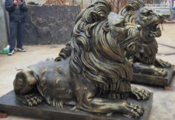 九龍坡大型趴獅雕塑，仿銅動物雕塑，玻璃鋼獅子雕塑制作