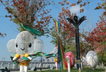 雙橋戶外鏤空卡通雕塑供應，花園小品，鐵藝卡通雕塑展品