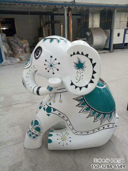 街道小象雕塑,景觀擺件,彩繪工藝