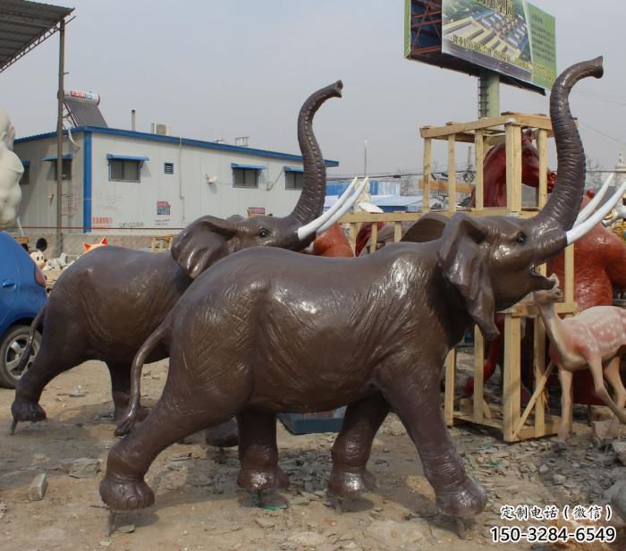 酒店小象雕塑,家禽主題,鍍銅工藝